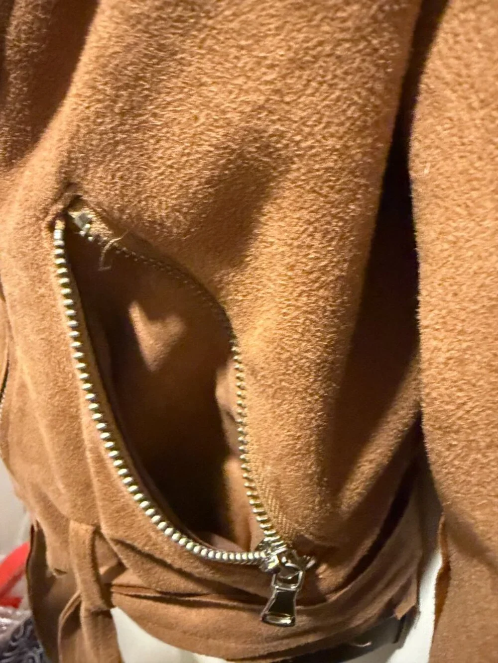 Favlux Tan Faux Suede Moto Jacket • Size Large • Lightweight • NWOT - Picture 4 of 5